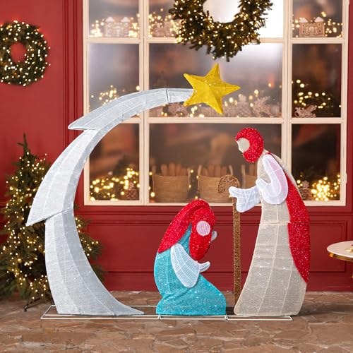 VINGLI 4FT Lighted Nativity Scene for Outdoor Christmas Decoration - size: 4ft