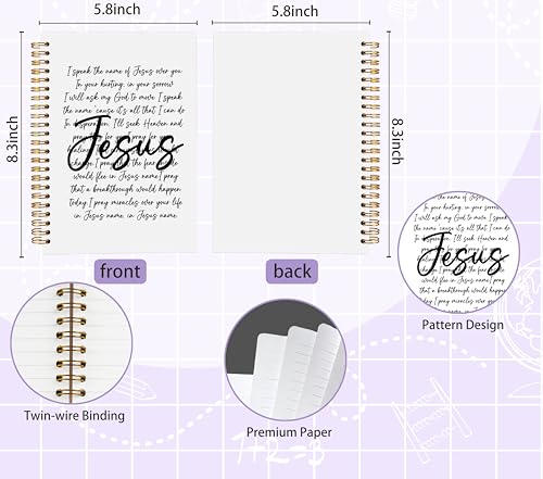 Welshower Name of Jesus Christian Spiral Notebook Journal, Bible Notebook for Note Taking, Jesus Journal for Women Men, Religious Prayer Journals for Woman, 5.5x8.3 Inch, 5.5x8.3 Inch - color: Prayer Blank Book 09
