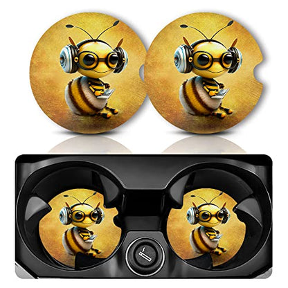 Yonlevres Car Coasters for Cup Holders, Bee, 2 Pack - color: Bee