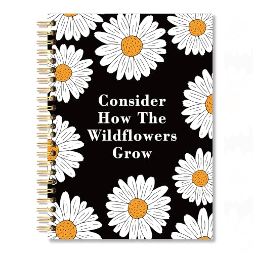 Consider How The Wildflowers Grow Luke 12:27 Spiral Notebook for Study Work, Daisy Notebook, Inspirational Christian Faith Journal, New Job Farewell Gifts for Women Coworkers Daisy Lovers Boss - style: Consider