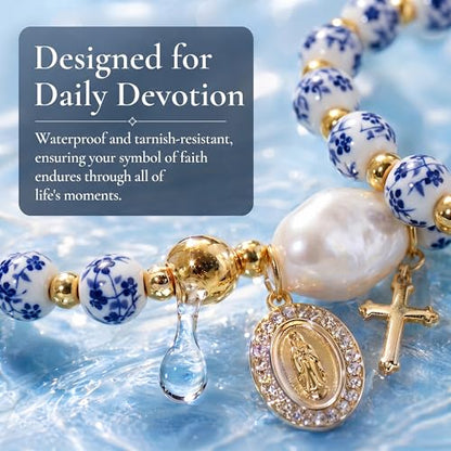 Holy Water Bracelet for Women,Religious Christian FaithJewelry - color: Blue