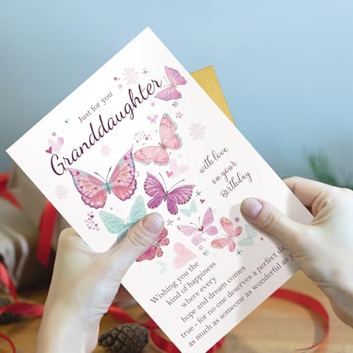 Qiliji Happy Birthday Card for Granddaughter, Granddaughter Birthday Card from Grandpa Grandma, Bday Cards Gifts for Granddaughters from Grandparents - color: Granddaughter Birthday