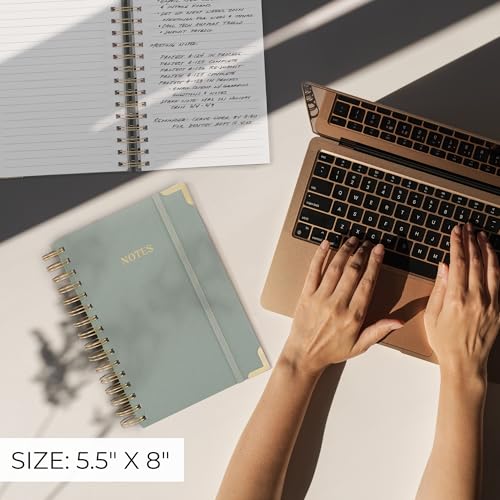 Aesthetic Thick Spiral Notebook Journal For Women in A5 - Linen Hardcover - color: Sage Green, size: A5
