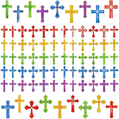 Fancy Land 600 Cross Stickers Glitter Small Cross Stickers for Scrapbook