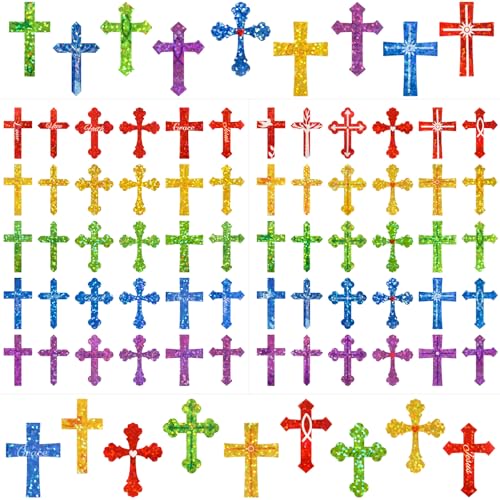 Fancy Land 600 Cross Stickers Glitter Small Cross Stickers for Scrapbook