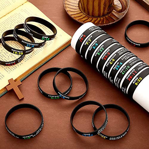 Sinmoe 100 Pcs Bible Verse Bracelets Bulk Religious Silicone Wristbands