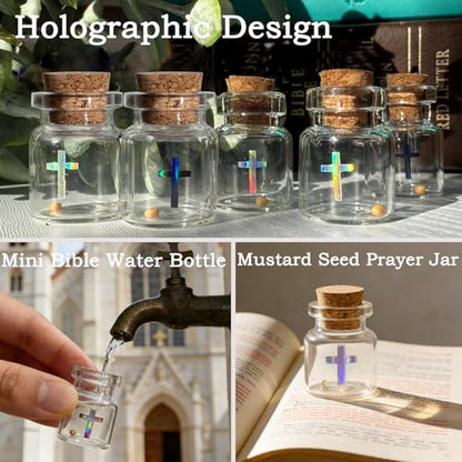 Christian Faith Favors bulk gifts - Mini Glass Bottle Keepsakes - color: White-Cross-30Pcs
