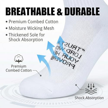 3 Pack Cross Grip Bible Verse Soccer Socks | Anti-Slip Religious Christian Sports Socks US 6-13 - color: White+black