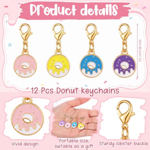 Kenning 12 Set Pocket Hugs Donut Keychains Gifts Bulk, Positive Small Sweet Pocket Size Inspirational Gifts with Motivational Cards for Back to School Teacher Employee Women Appreciation - style: Donut