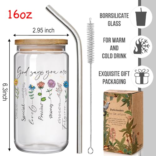 God Says You Are Glass Cup 16oz Christian Bible Verse Gifts for Catholic