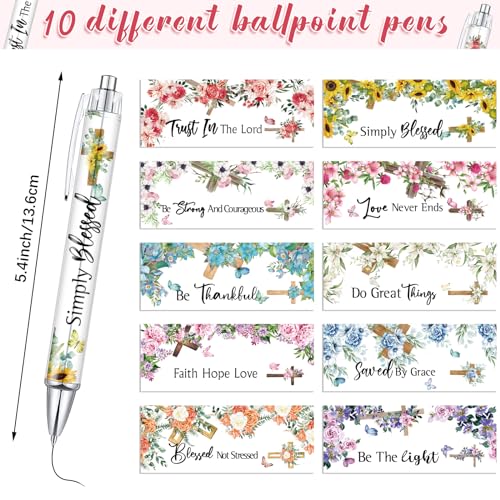 Tinlade 10 Pcs Christian Bible Verse Ballpoint Ink Pens,Cross - style: Cross