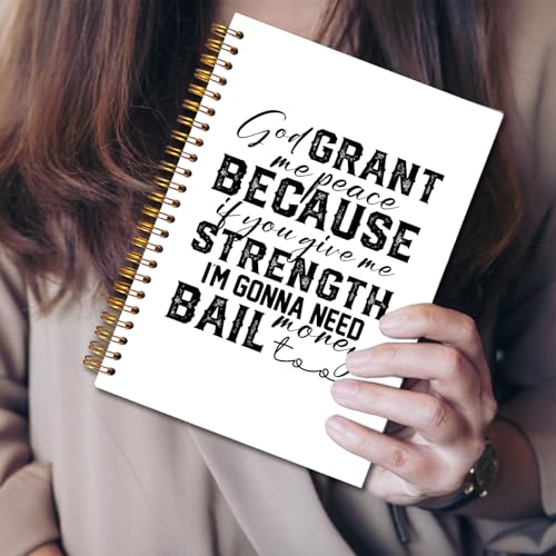 JINYO Funny Christian Notebook for Women Men, God Grant Me Peace Bible Journal, Religious Prayer Journal for Woman, Church Notes Notebook, Scripture Spiral Notebooks 5.5x8.3 Inch - color: white God Grant Me Notebook