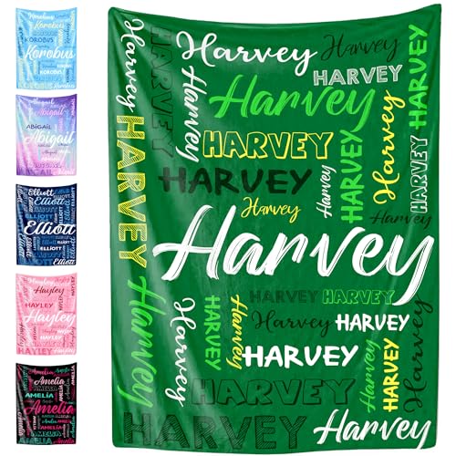 Custom Name Blanket for Baby Boys Girls, Personalized Baby Name Throws Blankets, Customize Blanket Gifts for Kids Newborn Men Women - color: Design 02-green