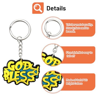 Papacharms 50PCS Jesus Keychains Christian Key Chain Cross Keychain for Christian Gift