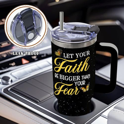 DUUV Faith over Fear Tumbler 40oz, Insulated Christian Gifts for Women Man - color: Lion Faith