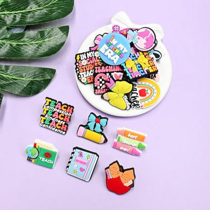 Cute Pins Bulk, Funny Lapel Badge Pins Rubber Brooch Pins for Backpacks, Hats, Bags - style: Teacher-30PCS