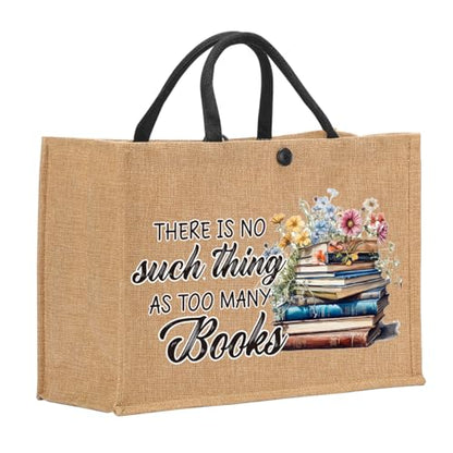 Book Tote Bag Christmas Librarian Bookish Gifts for Women Readers Book Lover - color: There is No Such Thing as Too Many Books 1