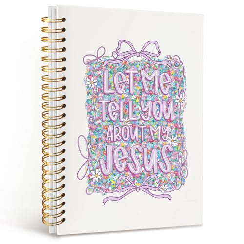 Bible Notebook for Women Men, Church Notes Journal, Bible Notebooks for Note Taking, Let Me Tell You About My Jesus Religious Hardcover Spiral Notebook Journal, 5.5x8.3 Inch - color: Christ-3