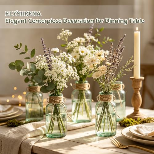 Glass Flower Vase,12 PCS Farmhouse Mason Jar for Centerpiece - color: Green