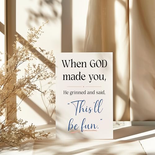 When God Made You He Grinned Card Funny Christian Encouragement Cards Religious Humor Message Hilarious Birthday Greeting Gift for Friend Bestie Prayer Partner Family Coworker - color: When God Made You