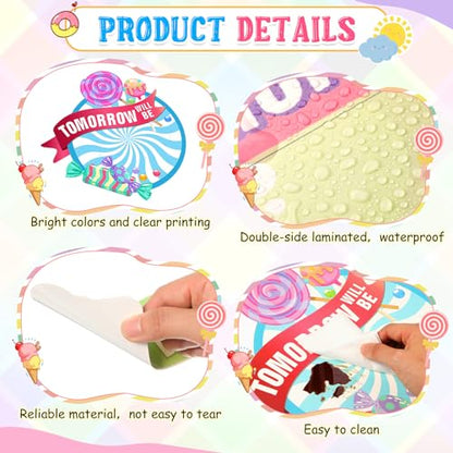 Cholemy 85 Pcs Calendar Bulletin Board Set Classroom Calendar Bulletin Board with Numbers Month Weather Classroom Decorations for Back to School Wall Chalkboard Decor Supplies(Candyland) - style: Candyland