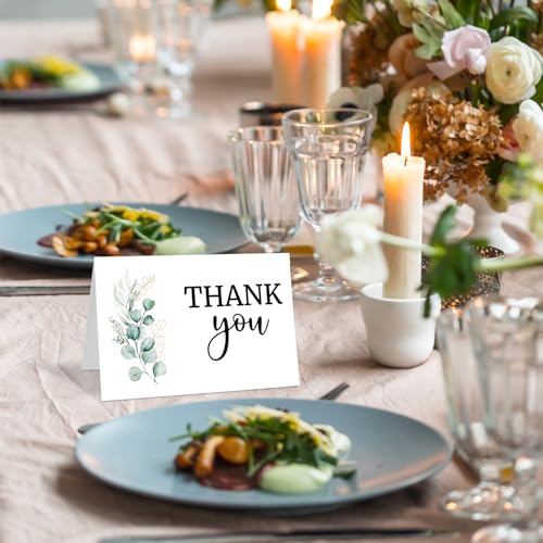 Marspark 25 Pack Funeral Thank You Cards Sympathy Envelopes, Greenery - style: Greenery