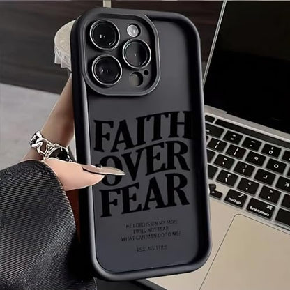 Bible Phone Case Faith Over Fear Christian Bible Verse Psalms 118:6- TPU Frame Full-Body Protective Cover for iPhone 17/16/15/14/13 Pro Max, Pro, Plus - IP 15 PRO Black - color: Black, size: iPhone 15 Pro