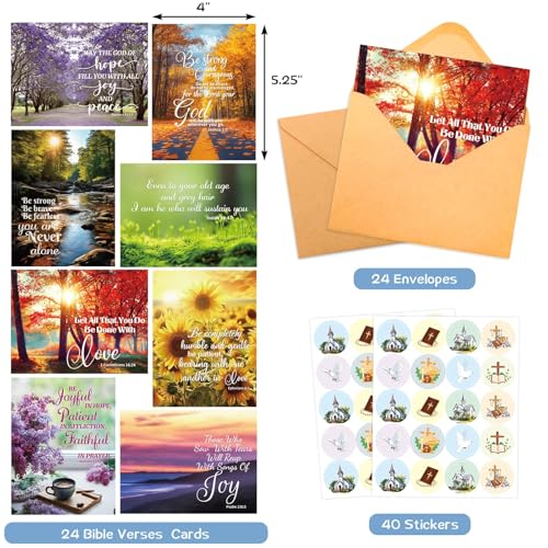 WorldBazaar Christian Greeting Cards 24 Pack Religious Card