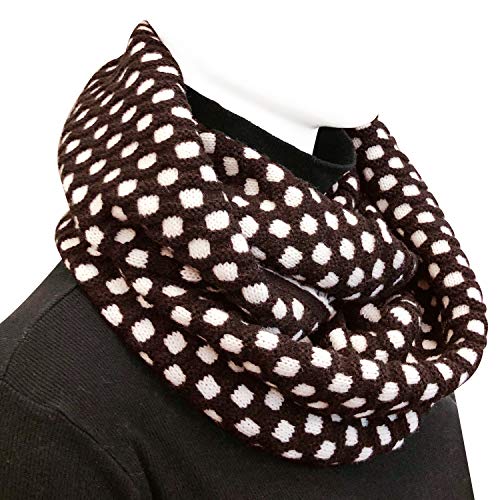 Wrapables Thick Knitted Winter Warm Infinity Scarf - color: Brown/White