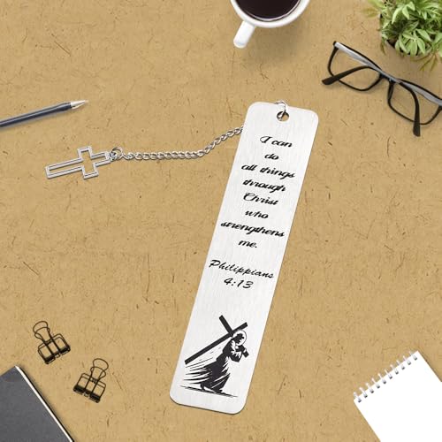 Metal Material Christian Bookmarks with Quote,Silver Bible Bookmark, Jesus Bookmark for Reading and Serenity Prayer