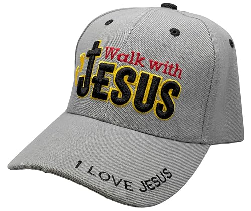 Black Duck Brand Embroidered Walk with Jesus Adjustable Baseball Cap - Multiple Colors Available - color: Grey