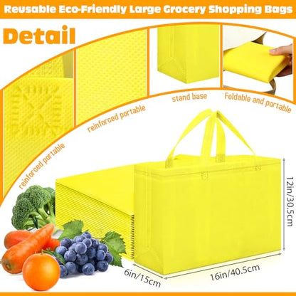 Windyun 100 Pcs Reusable Grocery Bags Large Shopping Tote Bulk, Yellow - color: Yellow