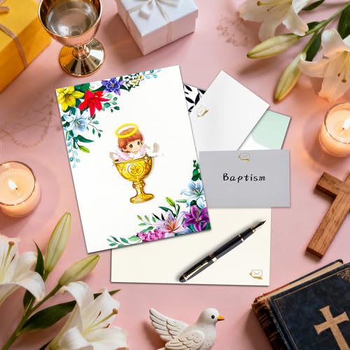 GREETING ART 3D Pop Up Baptism Card for Baby Girl,Christening Greeting Card - color: Guardian Angel Baby Girl