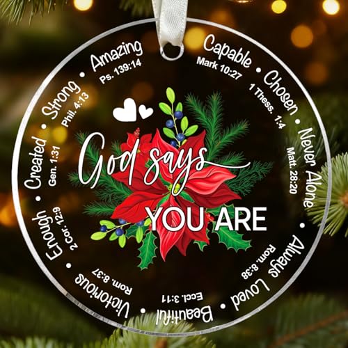 Christian Christmas Ornaments - Religious Christmas Ornament for Women - Christian Faith Gifts for Women - Inspirational Jesus Bible Verse Acrylic Ornament