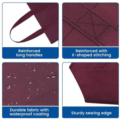 Reusable Grocery Shopping Bags 10 Pack Large Foldable Tote Bags Bulk - color: Black Dark Grey Purple Green Dark Purple