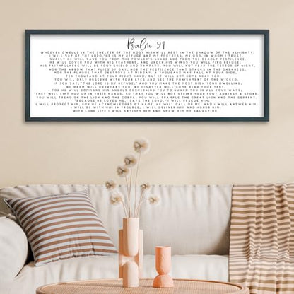 FZMHASLWW Psalm 91 Wall Art 32"×12" Black - color: Psalm 91 (Black), size: 32"L x 12"W