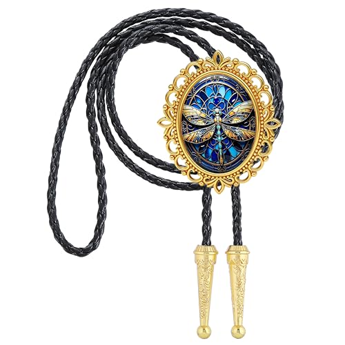 GelConnie Gothic Bolo Tie for Men Women 3D Art Western Cowboy Necktie - color: Dragonfly Bolo Tie-no Luminous