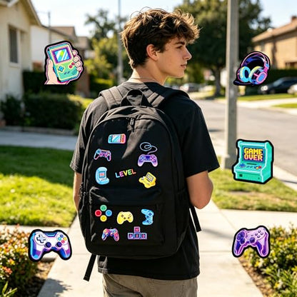 50Pcs Neon Game Water Bottle Stickers for Kids, Neon Video Gaming Sticker for Water Bottle, Vinyl Waterproof Laptop Decals for Gamers Teens Adults Sticker Pack - color: Non-luminescent-488kscp