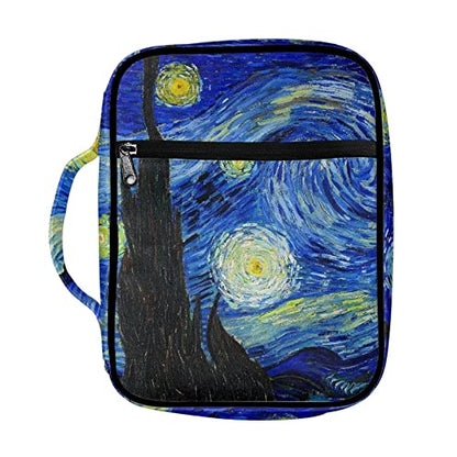 Suobstales Night Sky Bible Cover for Women Men, Starry Sky Carrying Book Case Church Bag Bible Protective with Handle and Zippered Pocket Bible Holder - color: Starry Sky