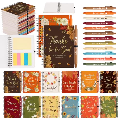 Fall Notebooks with Pens Bulk, 24 Sets, 5.5 x 4.7 Inch, Flower - color: Fall Flowers Religion