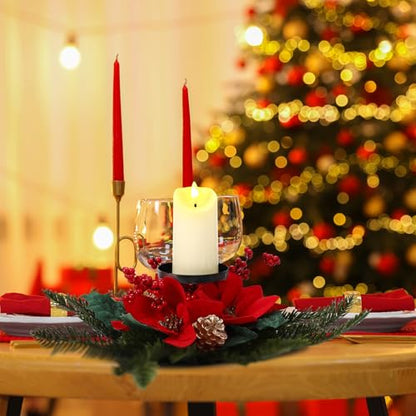 Suncalla 16 Inch Poinsettia Christmas Centerpiece Artificial Tabletop Decor