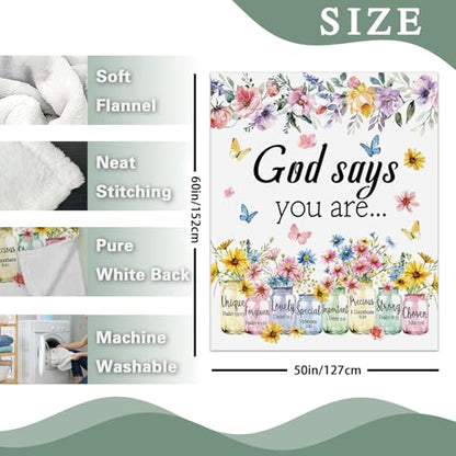 Christian Gifts Flannel Throw Blanket, Inspirational Religious Floral