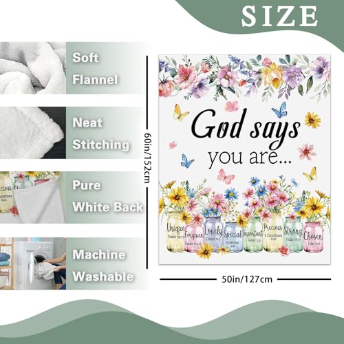 Christian Gifts Flannel Throw Blanket, Inspirational Religious Floral
