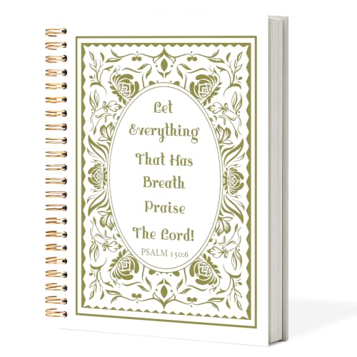 Christian Floral Spiral Notebook Journal 5.5x8.3in, Let Everything That Has Breath Praise the Lord Religious Bible Hardcover Notebook for Church Study Work Office, Prayer Journal for Women - color: Let Everything That Has Breath Praise