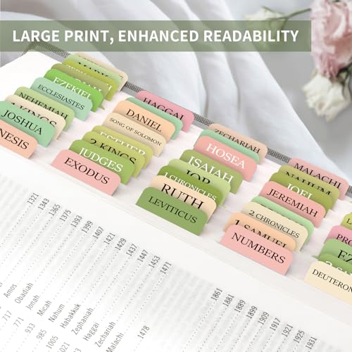 Taja Bible Tabs, 75 Large Print Index Tabs for Women & Men - color: E-waterlily Garden