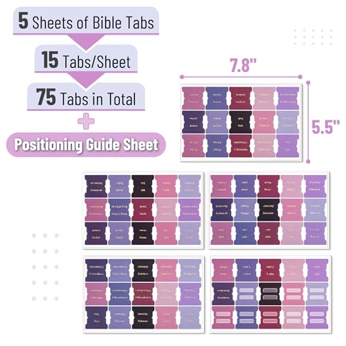 Mr. Pen- Bible Tabs, 75 Tabs, Berry Bloom, Gold Foil Embossed Lettering - color: Berry Bloom