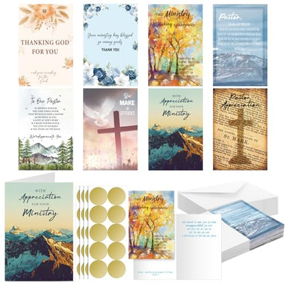 24 Pack Christian Pastor Ministry Appreciation Cards, Ministry - style: Ministry