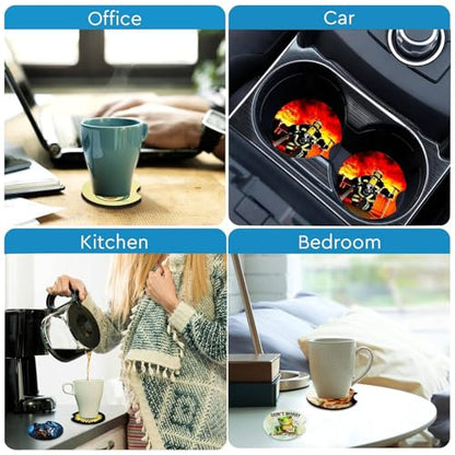 2 Pack Baseball Car Coasters for Cup Holder,Neoprene Anti Slip Mat - color: Baseball