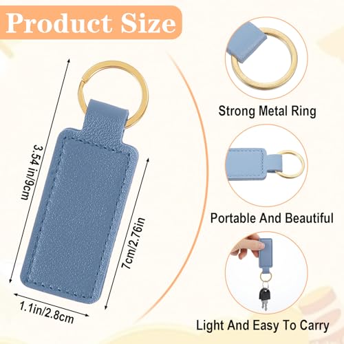 60 Pcs Leather Keychains Blank Bulk Leather Laser Engraving Keychains Gift for Women Men Christmas Birthday (10 Colors)