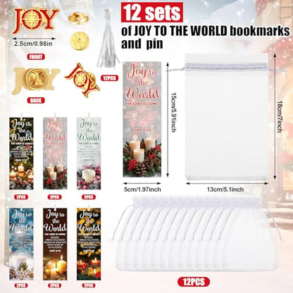 Supervitae 12 Set Christmas Joy to The World Pin Christian Bookmark Gift - style: Joy to the World
